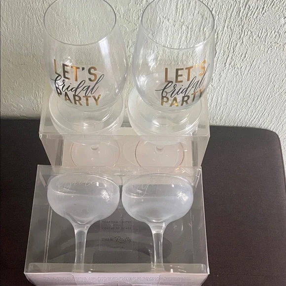# 0841+ Let's Bridal Party Glass Set 4 Fl oz /207 ml w/ 2Lets Bridal Party - Picture 1 of 6